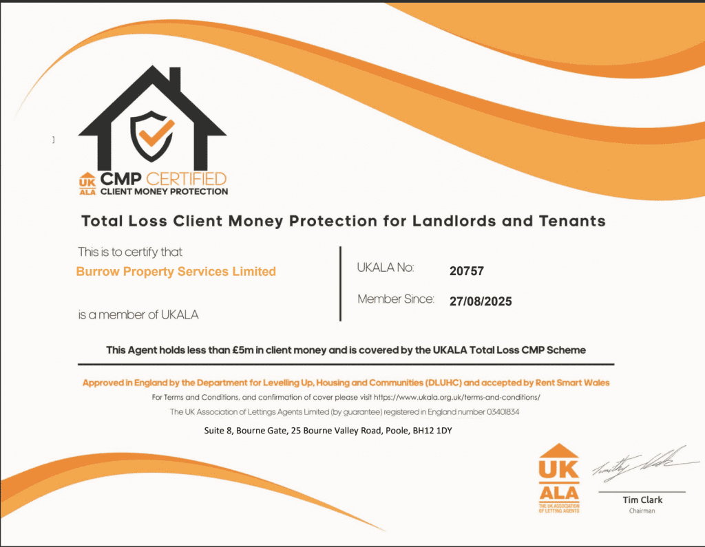 UKALA CMP Certificate. Client Money Protection for property managers. Certificates.